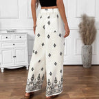 Women's Elegant Loose-Fit Patterned Trousers