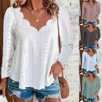 Women's Airy Blouse with Modern Eyelet Pattern