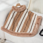 Women's Elegant Poncho with Luxurious Fur Trim