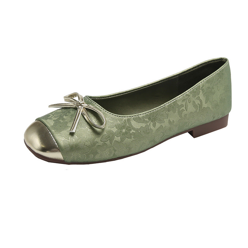 Women's Bow Design Ballet Flats with Metal Clasp