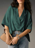 Women's Airy Short-Sleeve Blouse in Modern Oversized Cut