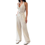 Women's Crop Top and Wide-Leg Pants Set
