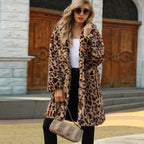 Women's Luxurious Leopard Print Fleece Coat
