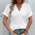 Women's Blouse with Eyelet Pattern and V-Neck