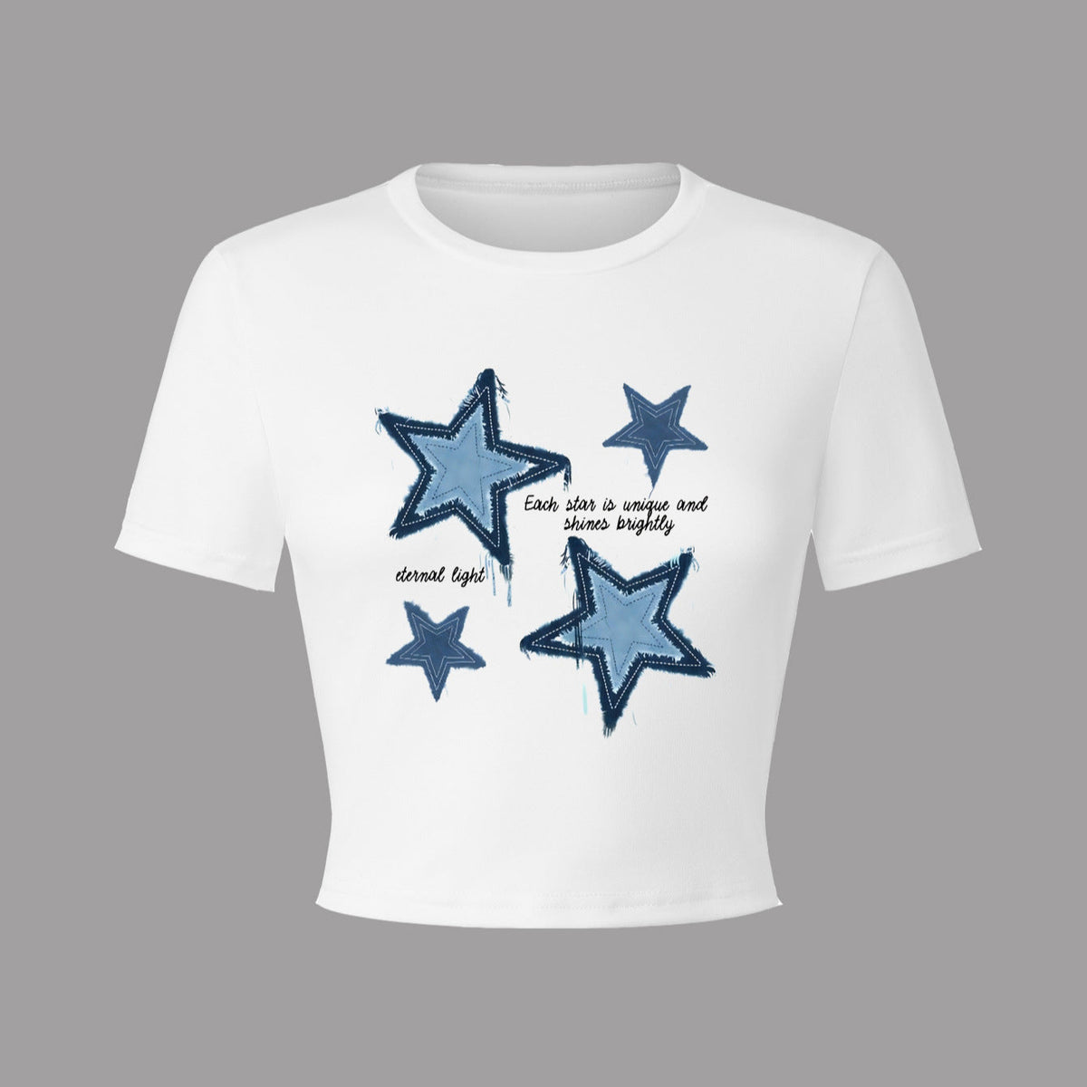 Women's Crop T-Shirt with Creative Heart Motif and Motivational Quote