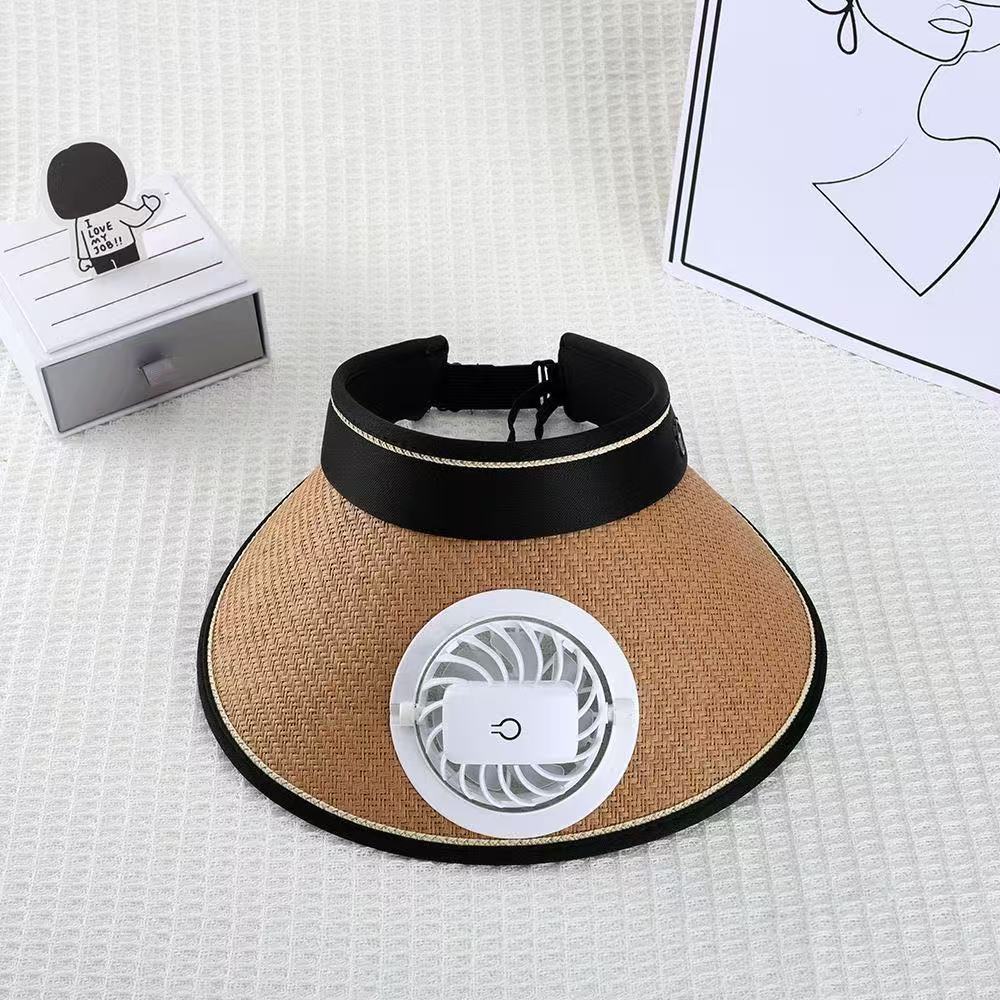 Breathable Sun Visor with Detachable Front Fan and Adjustable Neck Strap