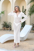 Elegant Crochet Beach Cover-Up with V-Neck