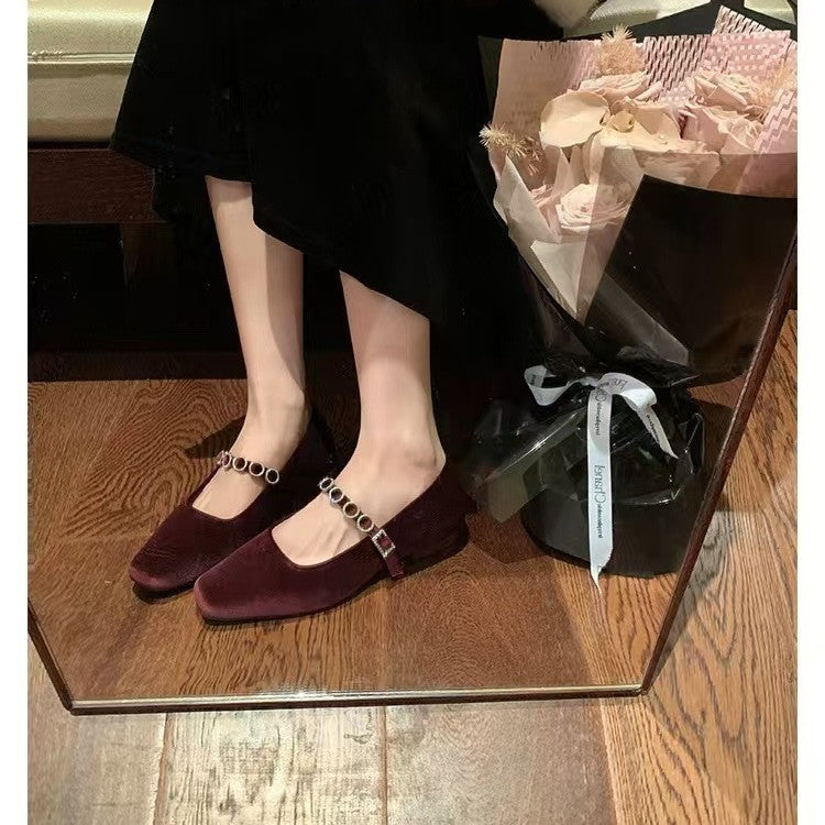 Women's Ballet Flats with Strap and Embellishments