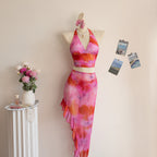 Women's Swimsuit Set with Asymmetrical Ruffle and Trendy Top