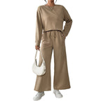 Women's Casual Wide-Cut Sweater Set with Tie Belts