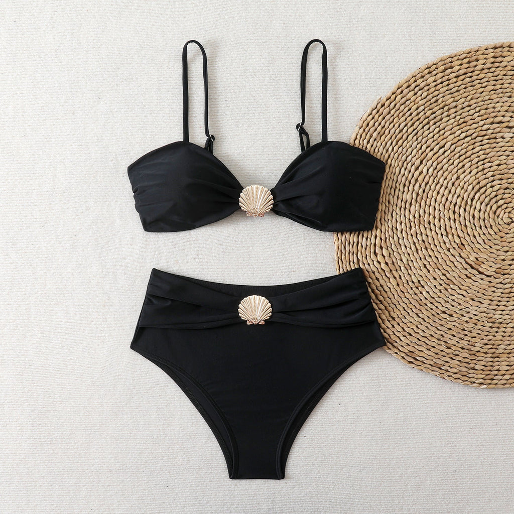 Women's Bandeau Bikini with Elegant Shell Details