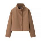 Elegant Women's Short Jacket with High Collar and Decorative Buttons
