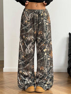 Women's Comfortable Floral Casual Pants with Elastic Waist