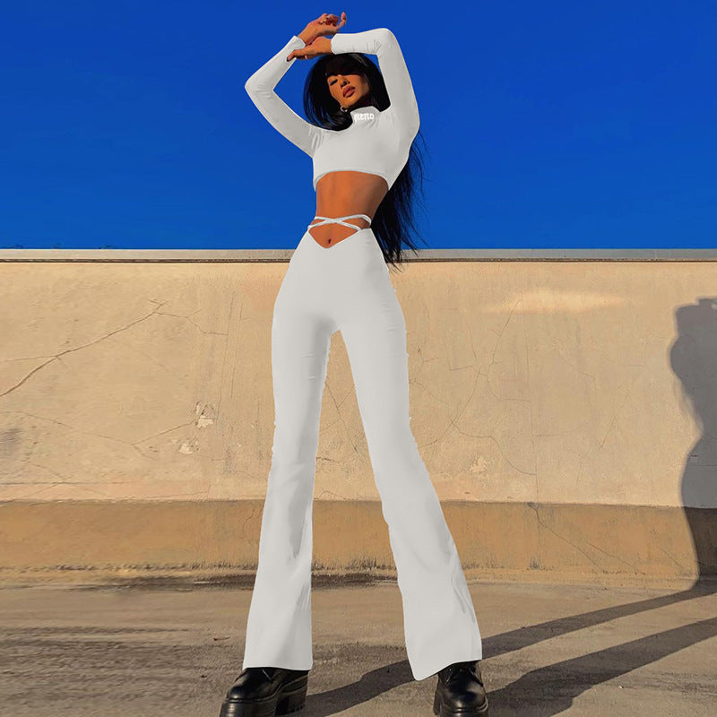 Women's Form-Fitting Set with Cross-Over Details