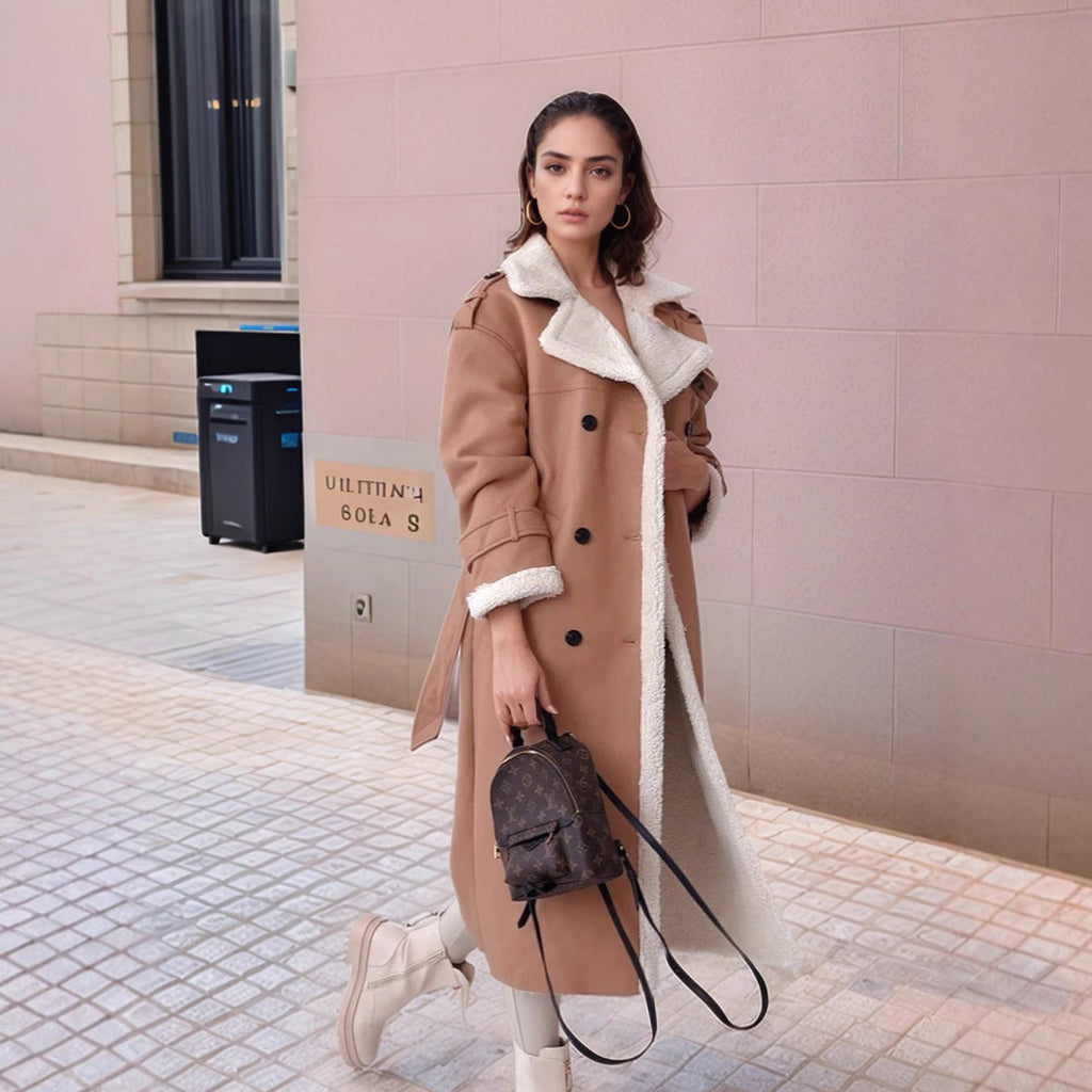 Women's Elegant Long Coat with Teddy Lining