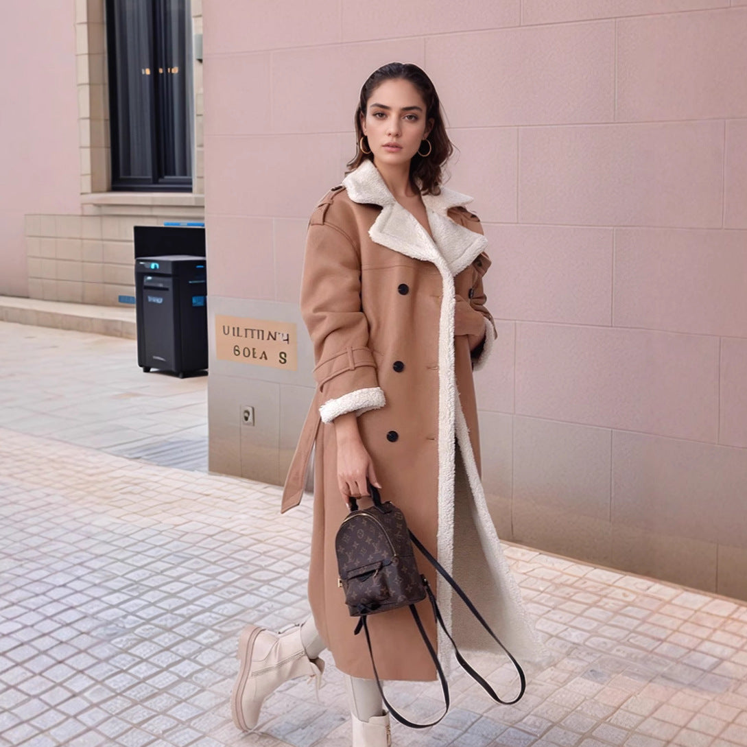 Women's Elegant Long Coat with Teddy Lining
