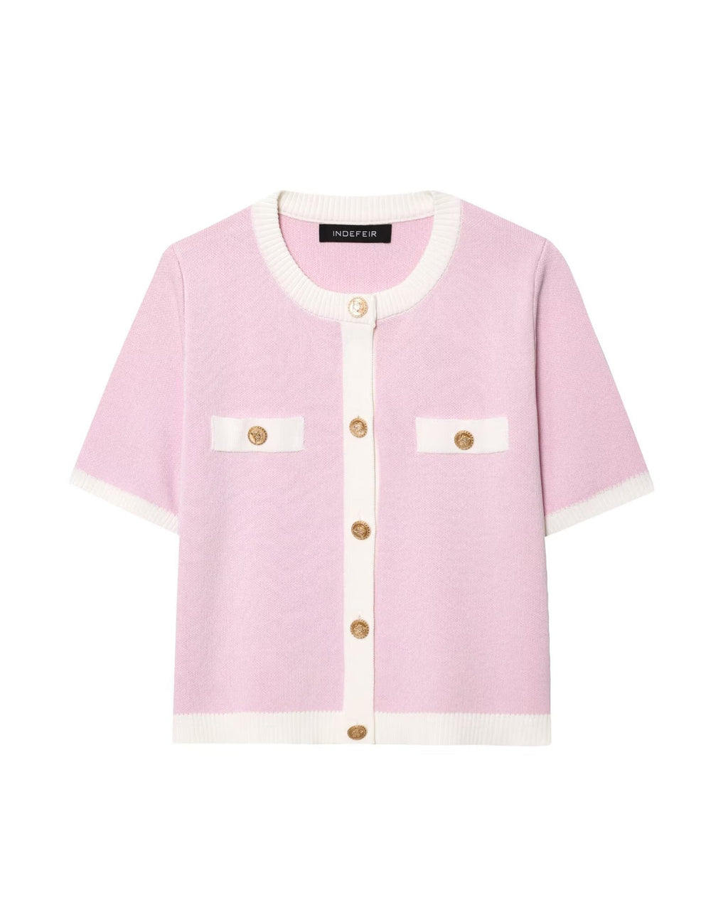 Women's Elegant Short-Sleeve Cardigan with Button Details and Pockets