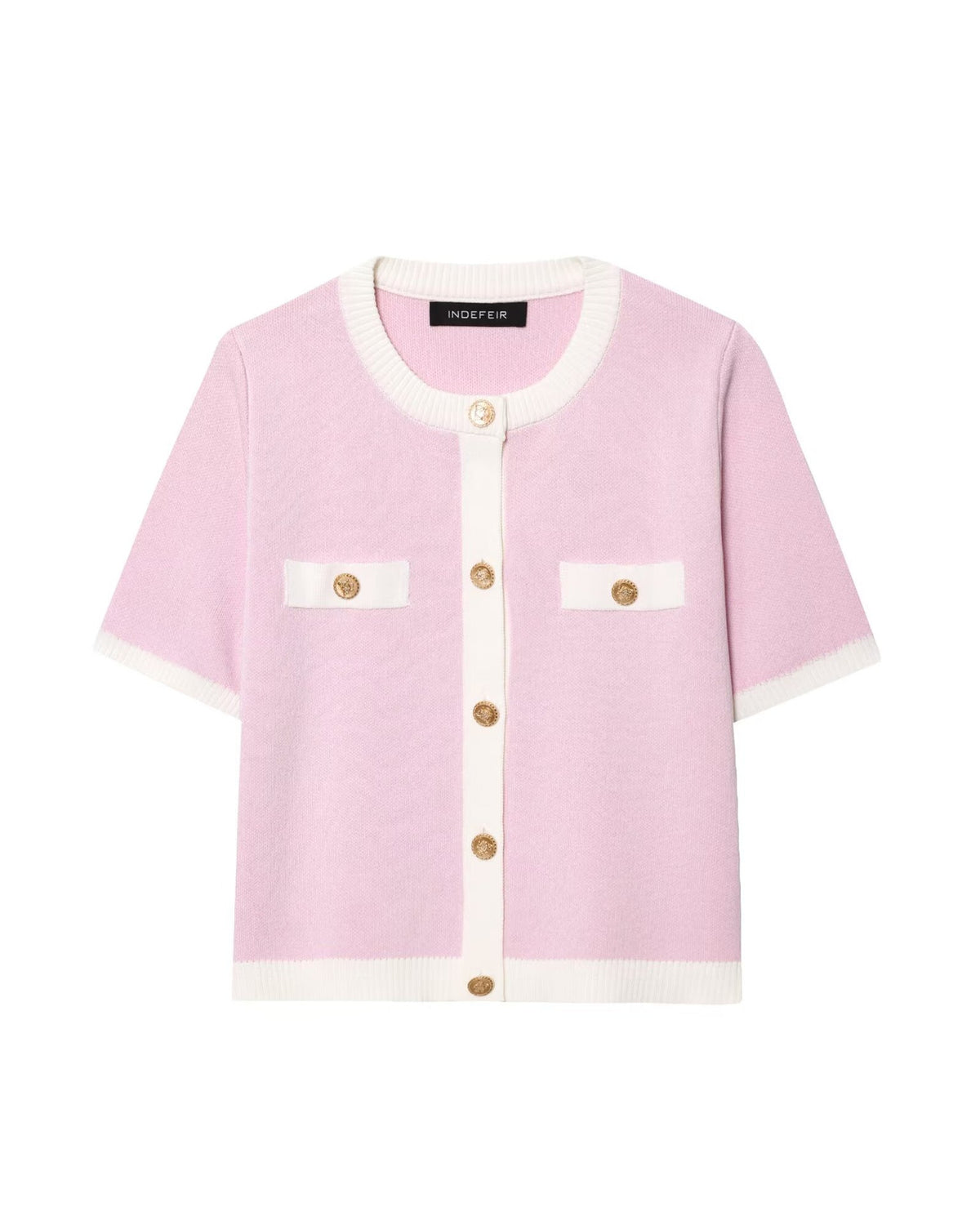 Women's Elegant Short-Sleeve Cardigan with Button Details and Pockets