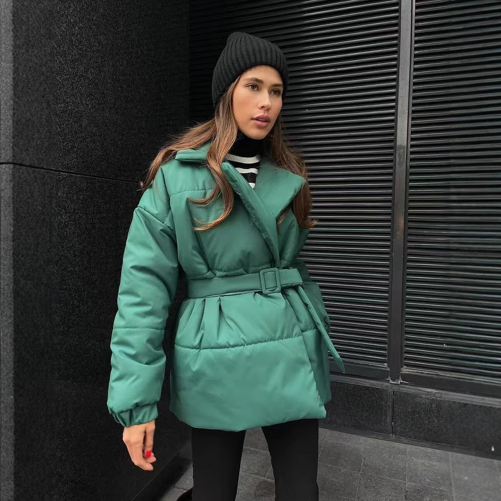Women's Elegant Quilted Coat with Adjustable Belt