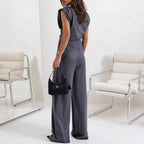 Women's Elegant Asymmetric Wide-Leg Jumpsuit