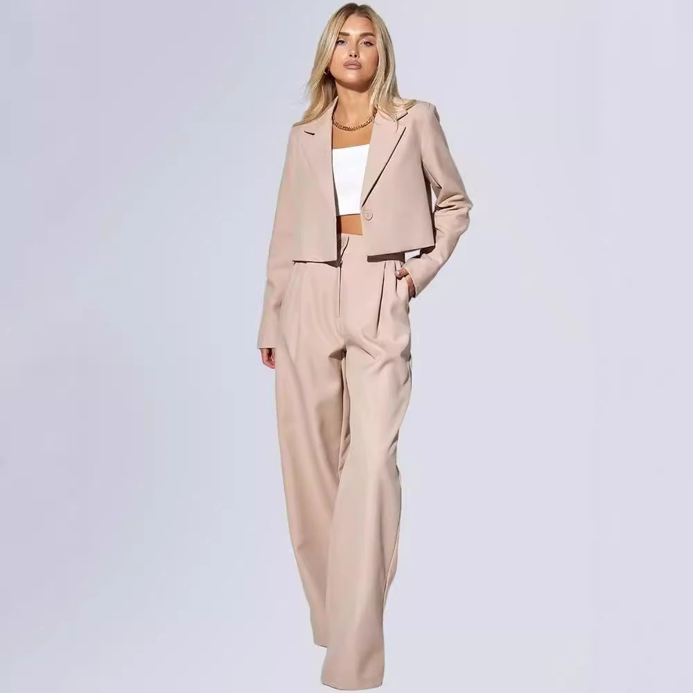 Women's Two-Piece Set with Cropped Blazer