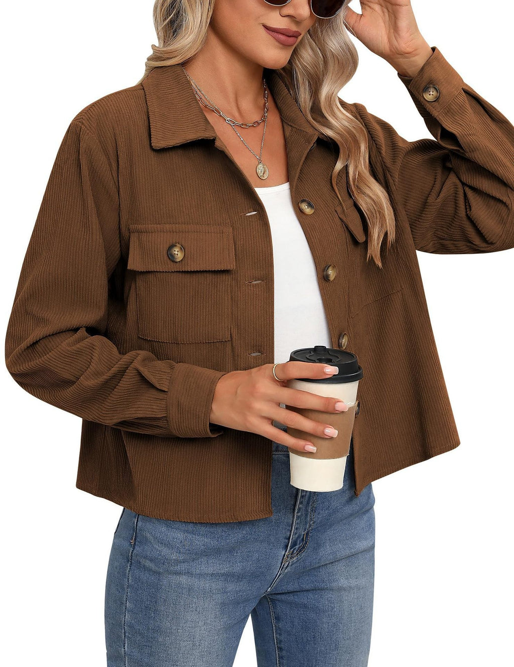 Women's Corduroy Jacket with Practical Chest Pockets