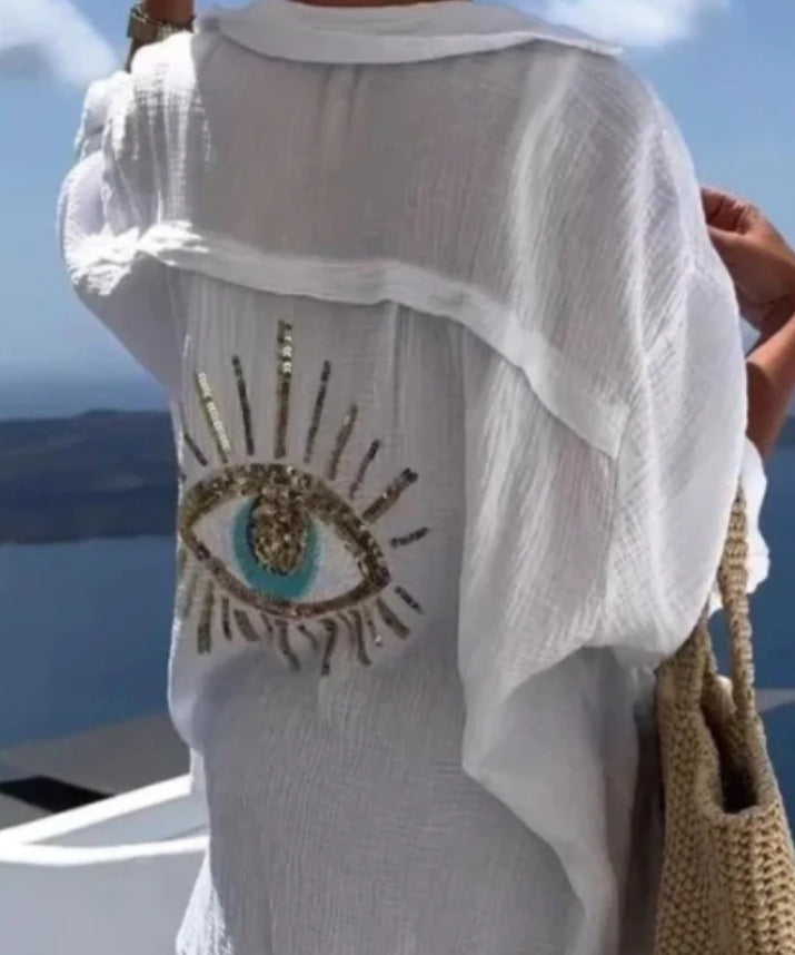 Women's Blouse with Unique Eye Embroidery