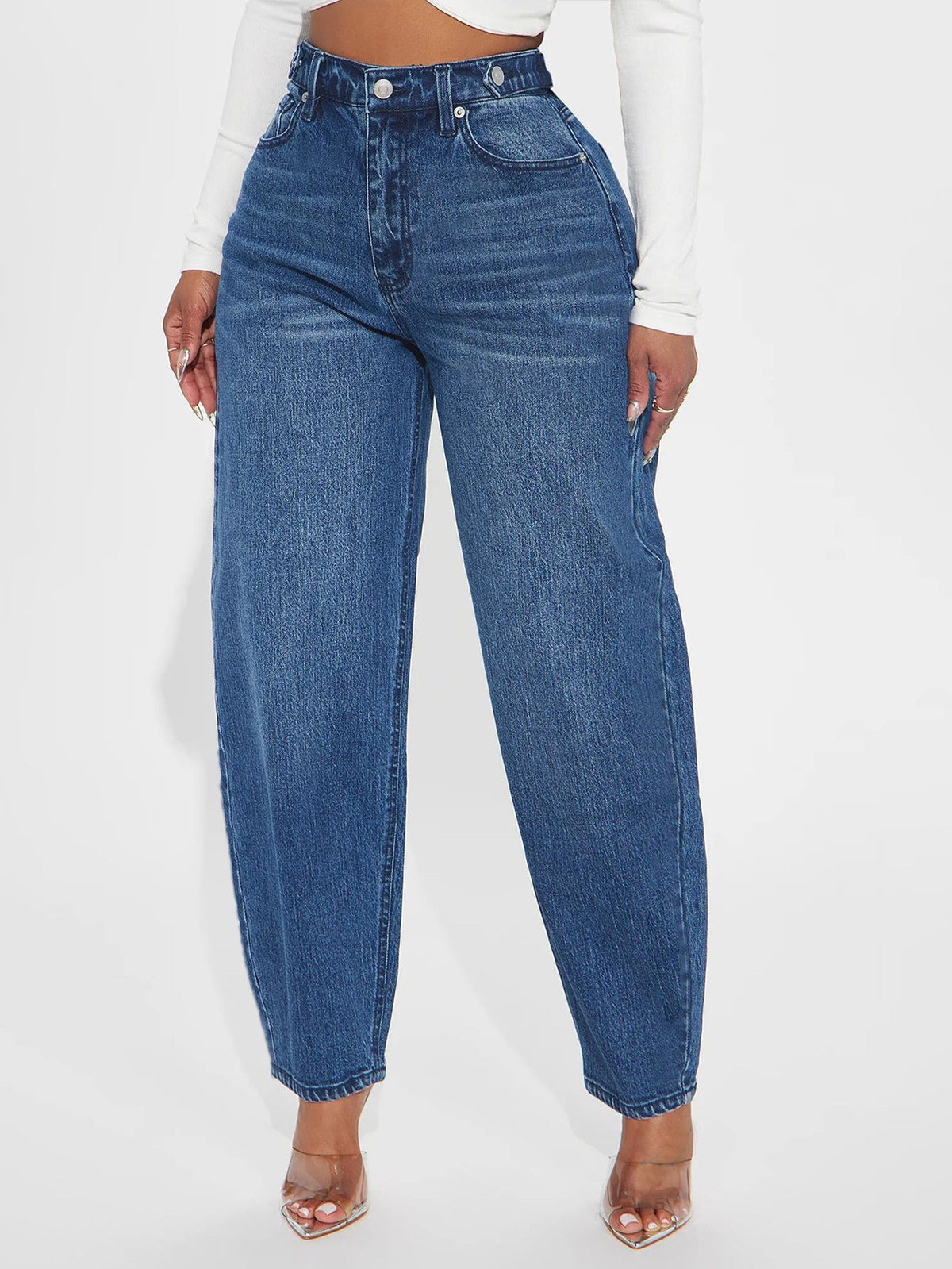 Women's Comfortable High-Waisted Wide-Leg Jeans