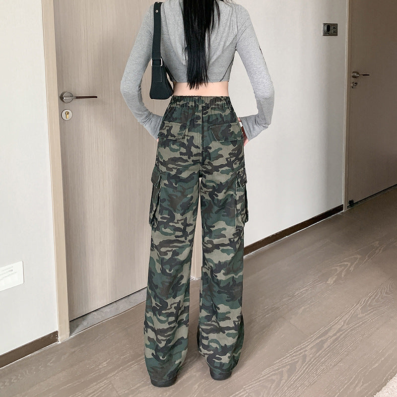 Women's Cargo Pants in Fashionable Camouflage Design with Practical Pockets