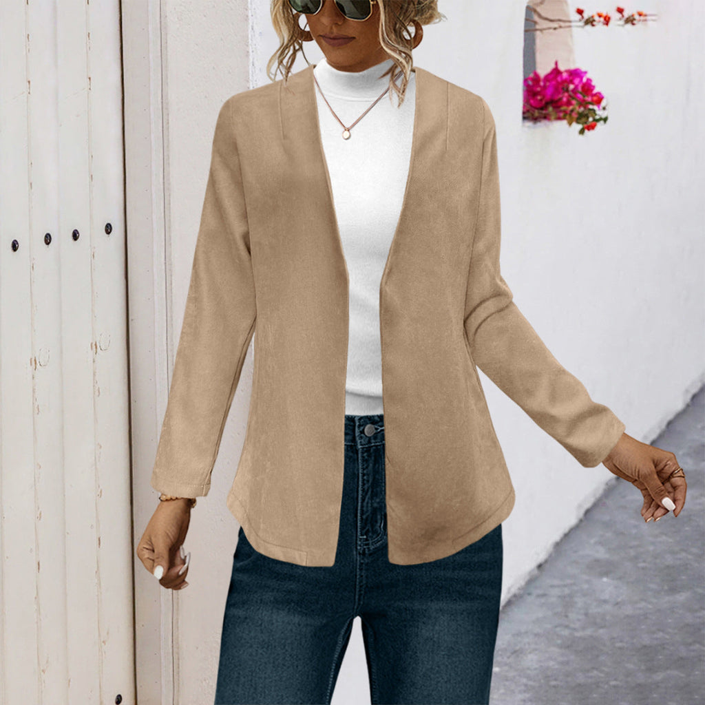 Women's Elegant Long Jacket with Soft Fabric and Open Cut