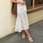Women's Lace Maxi Skirt with Side Slit