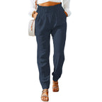 Women's Elegant Casual Trousers with Elastic Waist and Side Pockets