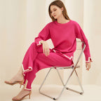 Women's Relaxed Loungewear Set with Contrast Hem Details