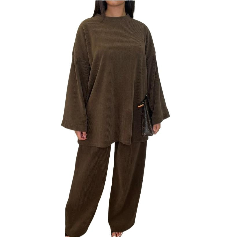 Women's Comfortable and Stylish Ribbed Knit Lounge Set