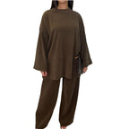 Women's Comfortable and Stylish Ribbed Knit Lounge Set