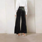 Women's Elegant High-Waisted Wide-Leg Velvet Pants