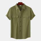 Women's Short-Sleeve Shirt with Practical Chest Pockets and Casual Structure