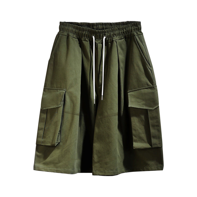 Cargo Midi Skirt with Elastic Drawstring Waist and Patch Pockets
