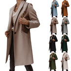 Women's Elegant Wool Coat with Slim Silhouette and Practical Pockets