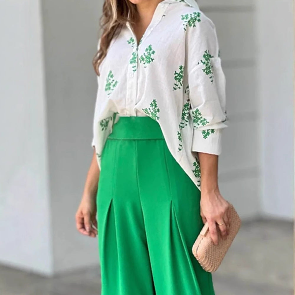Women's High-Waist Palazzo Pants in Flowing Fabric