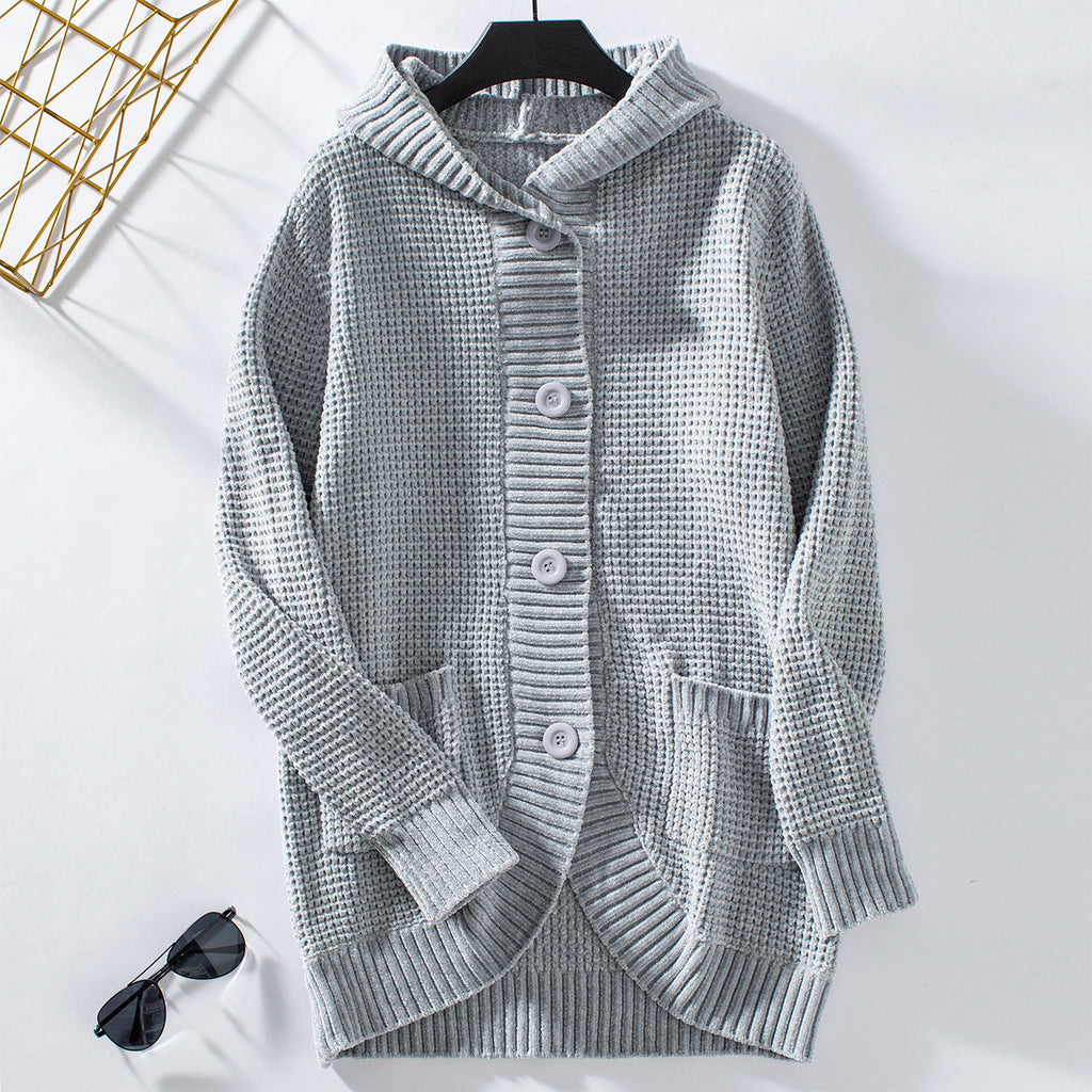 Women's Casual Knit Coat with Hood