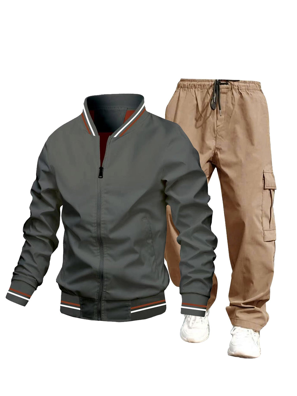 Men's sporty jacket and cargo pants set
