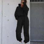 Women's Cozy Cropped Hoodie and High-Waisted Jogger Set