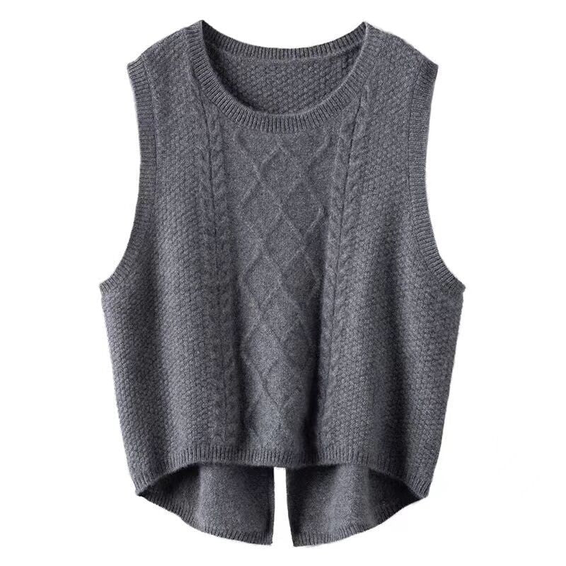 Women's Sleeveless Cable Knit Vest with Modern Details