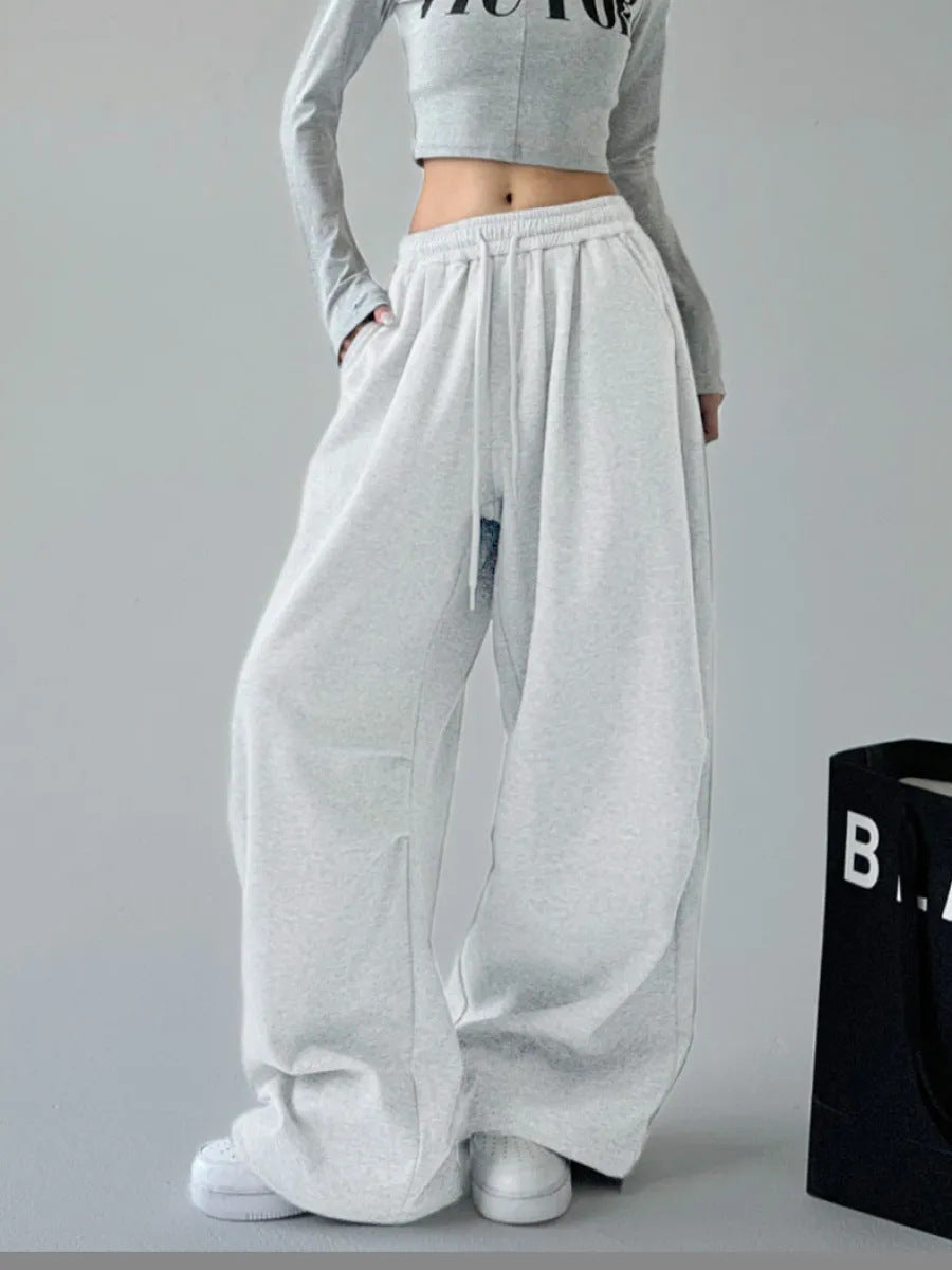 Women's Comfortable Wide-Leg Joggers with Elastic Waist and Pockets