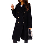 Women's Elegant and Timeless Wool Coat with Double-Breasted Button Closure