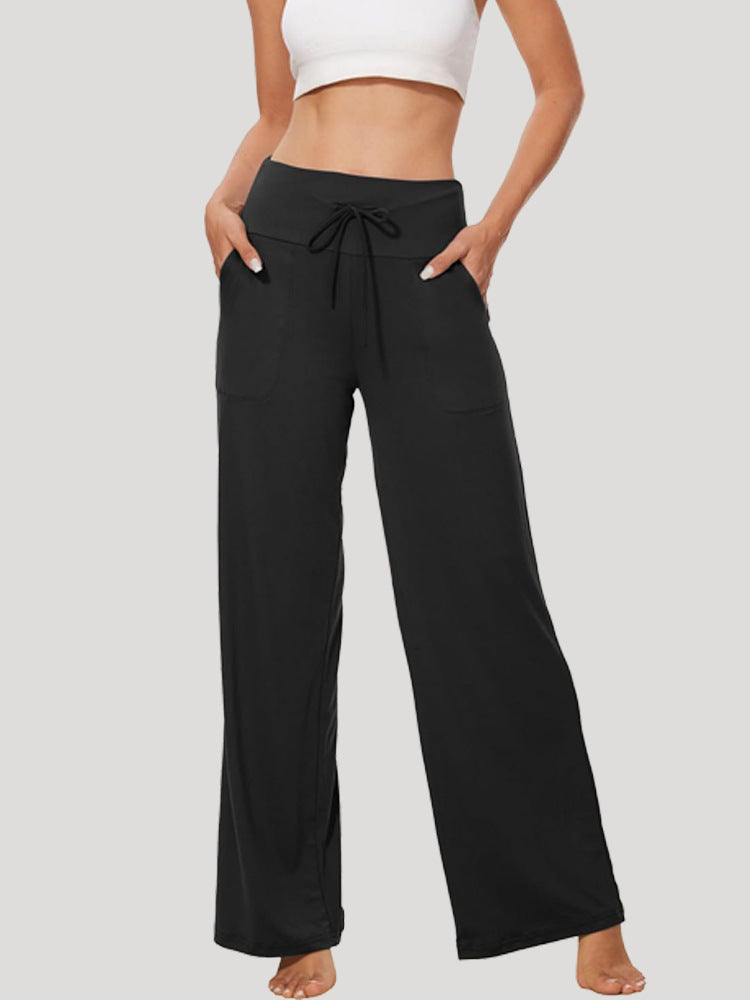 Women's Comfortable Wide-Leg Casual Pants with Drawstring