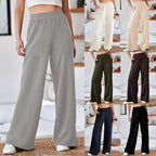 Women's Comfortable and Stylish Leisure Pants with Elastic Waistband and Pockets