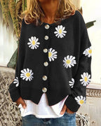 Women's Casual Floral Cardigan with Button Details