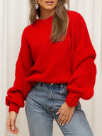 Women's Cozy Oversized Sweater with Voluminous Sleeves
